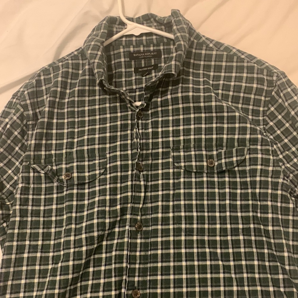 Banana Reublic green flannel shirt (L)